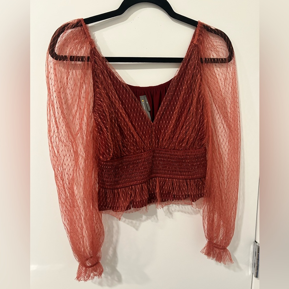 Anthropologie tulle sleeve shirt